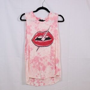 CHRLDR‎ Tank Top Small Pink Womens Tie Dye Lips Graphic Muscle Tee